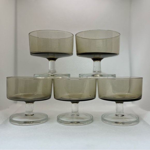 5 vintage smoke glass dessert bowls - Picture 1 of 4